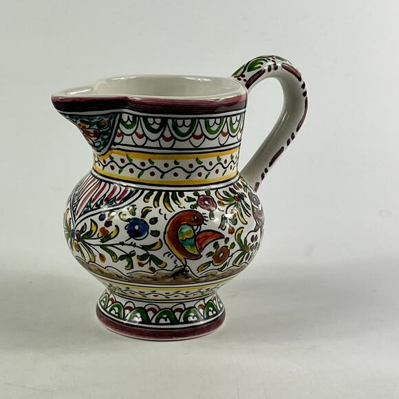 Ceramicas de Coimbra Portugal Hand Painted Small Pitcher 5.5"x5" Folk Art XVII - Picture 1 of 12